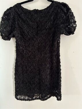 Black Textured Short Sleeve Dress
